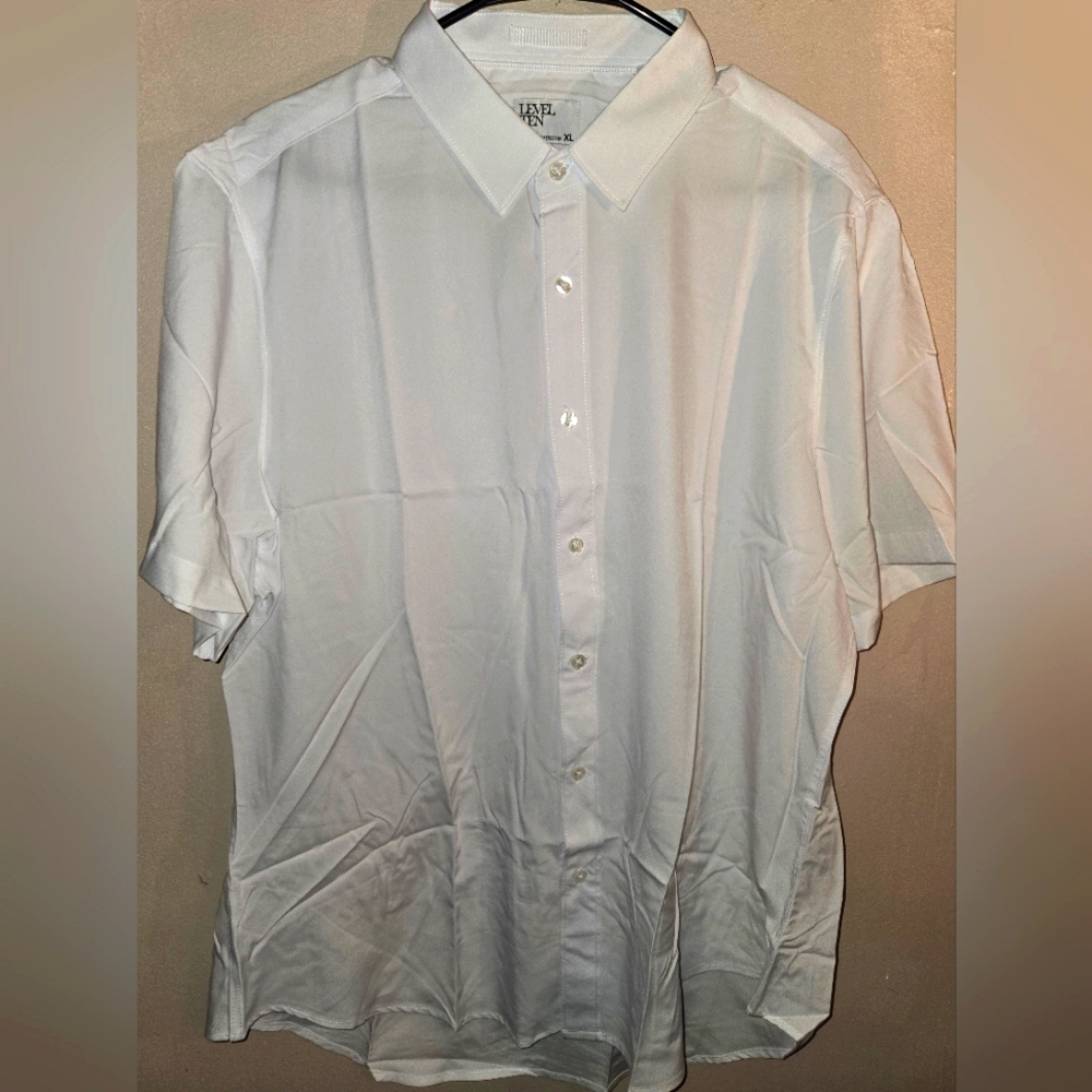 Level Ten White Short Sleeve Button Down Shirt